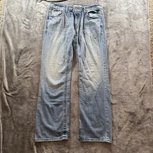 BKE Carter Bootcut Jeans Mens 33R 33x32 Blue Light Wash Denim Cowboy Faded